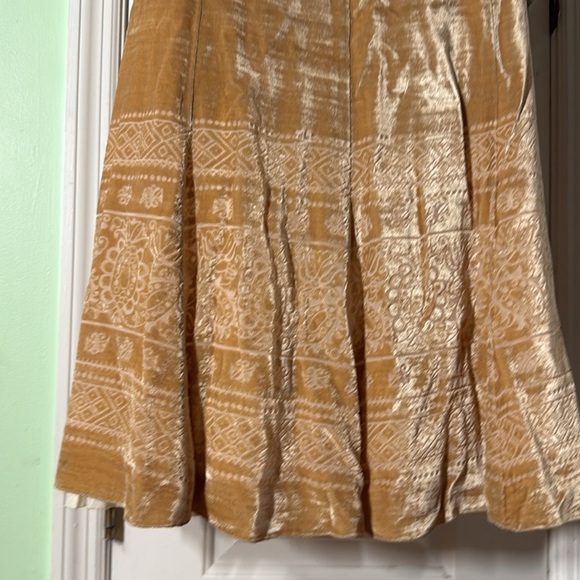 Margaret O’Leary Y2K Champagne/Gold Silk Blend Burnout Vintage Midi Skirt Size L - Picture 9 of 13